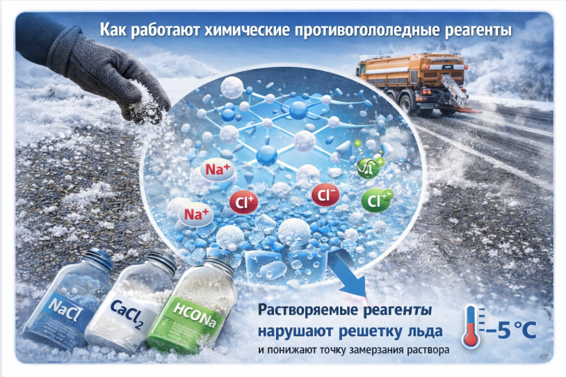 Противогололёдная химия без мифов: температура, кристаллы и раствор Противогололёдная химия без мифов: температура, кристаллы и раствор